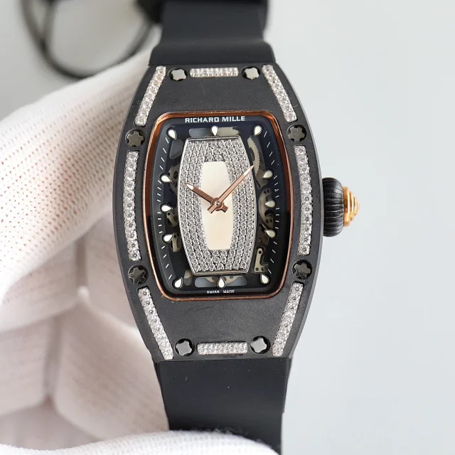 Richard Mille Watches Tonneau Crystal-Set Watch with Rubber Strap product detail image 5