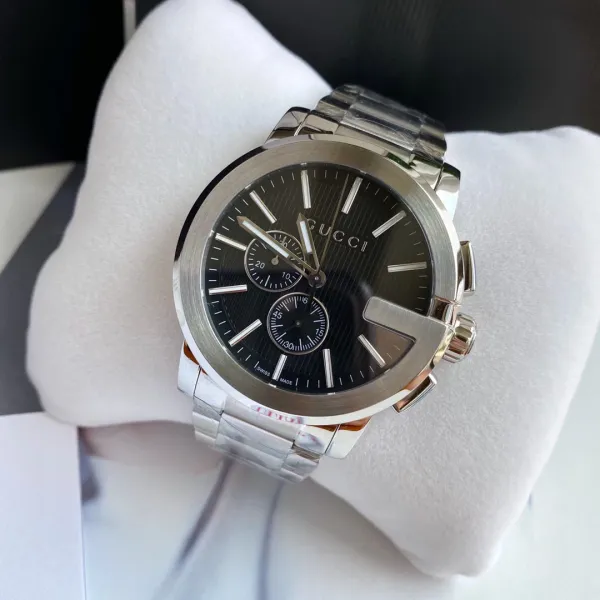 Gucci G-Timeless Chronograph Black Dial Silver Stainless Steel Watch Watches - 14