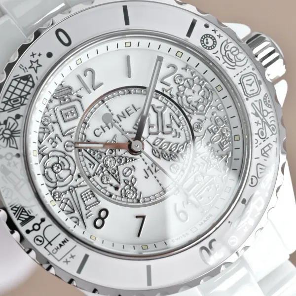 Chanel J12 Automatic White Ceramic Diamond Bezel Watch Watches - 42