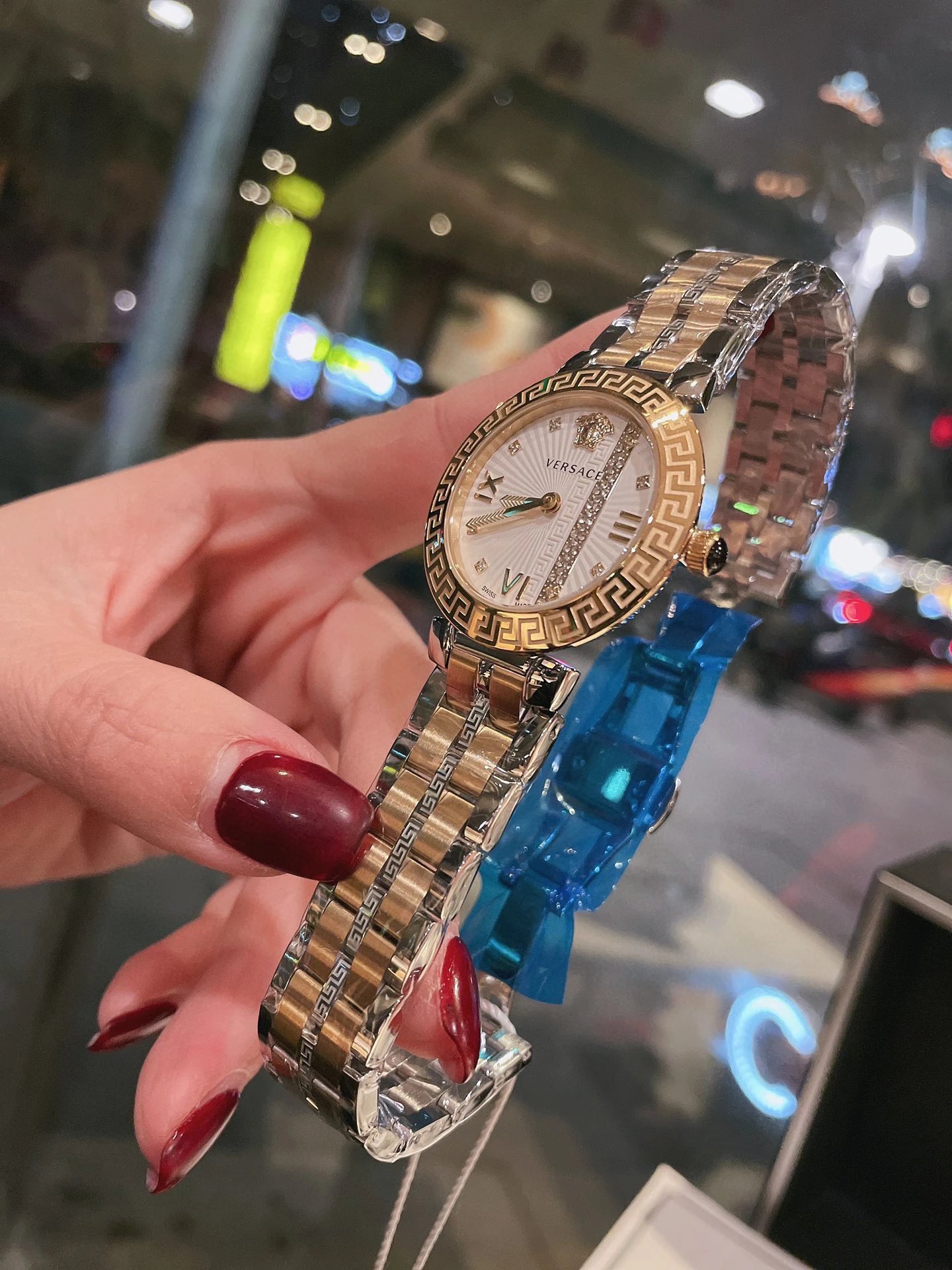 Versace Palazzo Empire Gold-Tone Watch with White Dial and Greek Key Motif Watches - 12