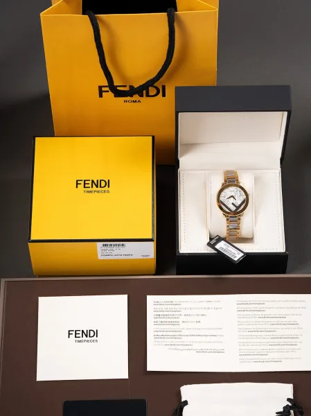 Fendi FF Logo Chronograph Rose Gold and Silver Watch Watches - 13