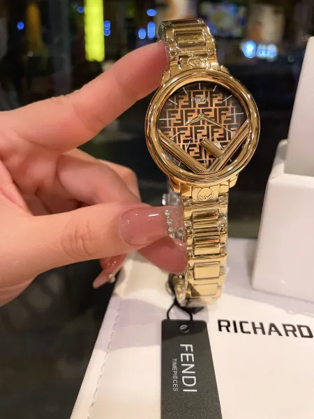 Fendi Timepieces FF Logo Dial Rose Gold and Silver Watch Watches - 9