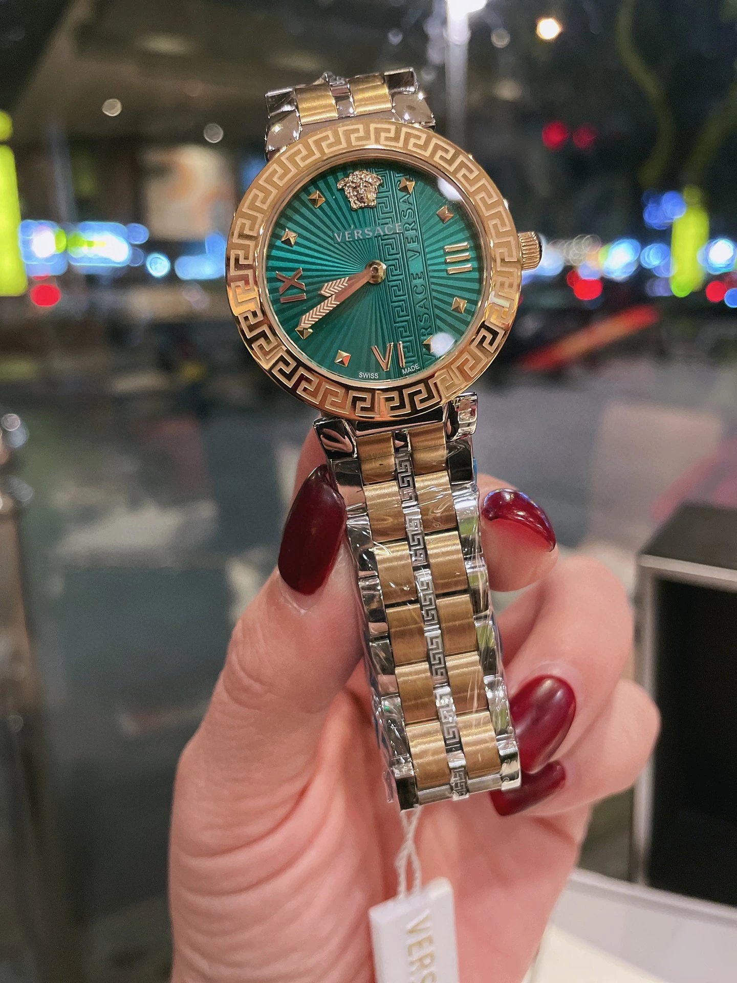 Versace Palazzo Empire Gold-Tone Watch with White Dial and Greek Key Motif Watches - 17