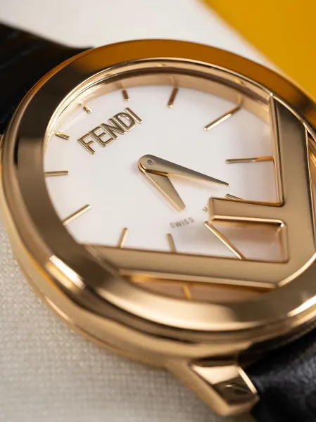 Fendi FF Logo Chronograph Rose Gold and Silver Watch Watches - 27