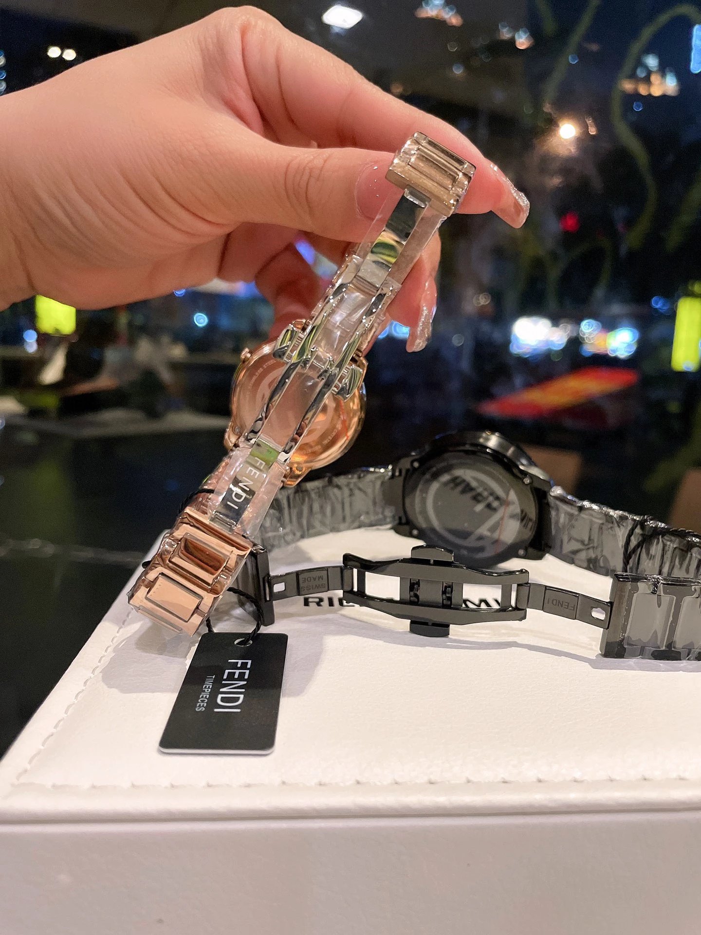 Fendi Timepieces FF Logo Dial Rose Gold and Silver Watch Watches - 31