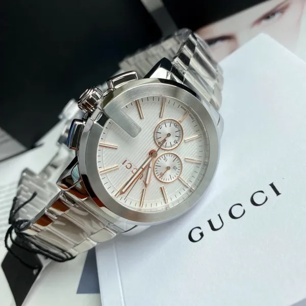 Gucci G-Timeless Chronograph Black Dial Silver Stainless Steel Watch Watches - 7