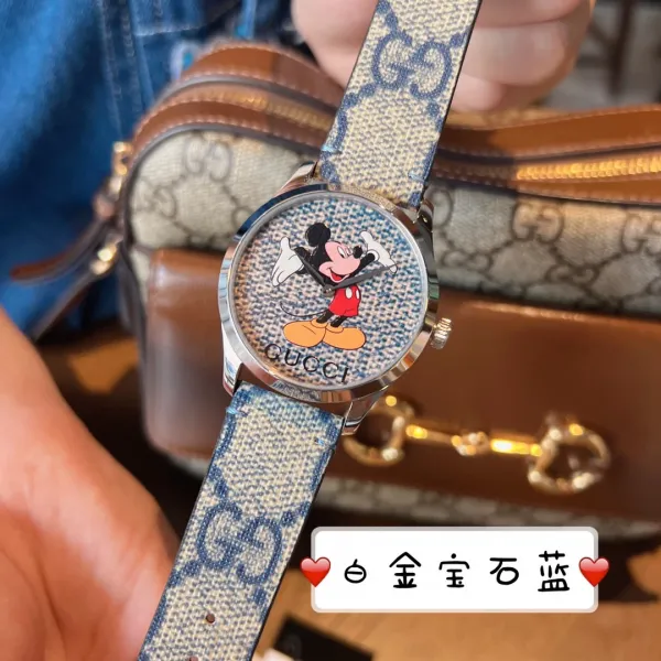 Gucci x Disney Mickey Mouse G-Timeless Gold-Tone Watch with GG Supreme Strap Watches - 22