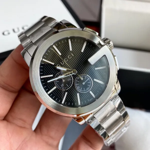 Gucci G-Timeless Chronograph Black Dial Silver Stainless Steel Watch Watches - 15