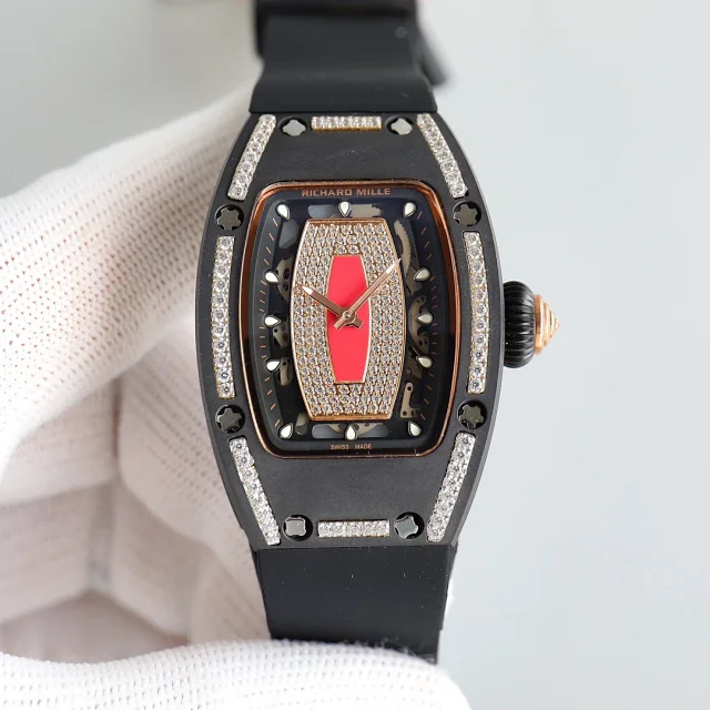 Richard Mille Watches Tonneau Crystal-Set Watch with Rubber Strap product detail image 4