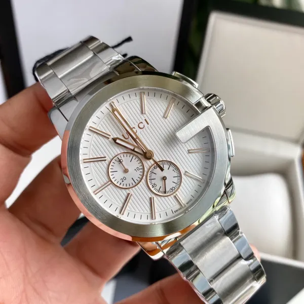 Gucci G-Timeless Chronograph Black Dial Silver Stainless Steel Watch Watches - 2
