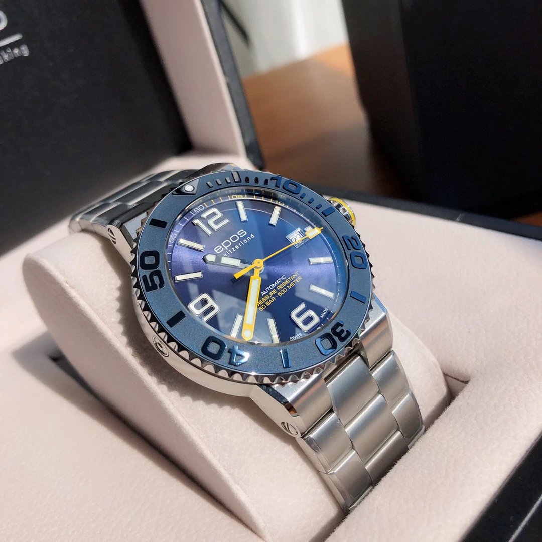 Design Epos Chrono Blue Automatic Diver Watch Watches - 14
