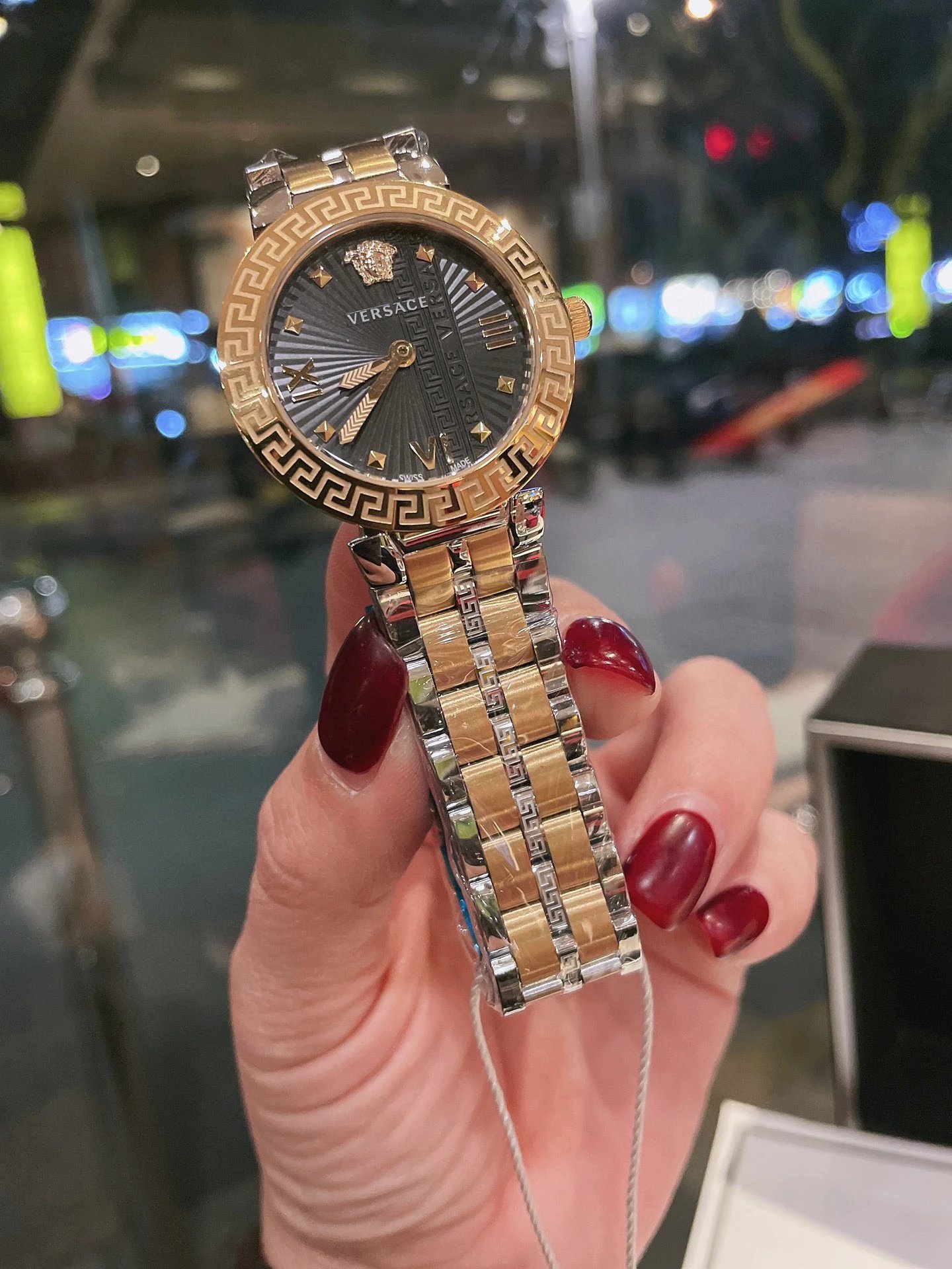 Versace Palazzo Empire Gold-Tone Watch with White Dial and Greek Key Motif Watches - 16