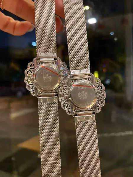 Design Piaget Limelight Gala Diamond-Set White Mother-of-Pearl Dial Red Leather Strap Watch Watches - 14