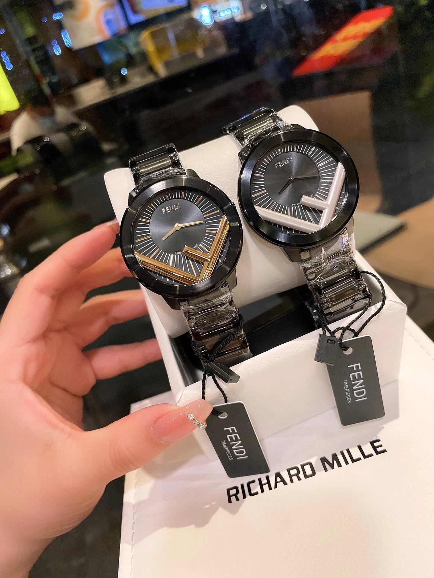Fendi Timepieces FF Logo Dial Rose Gold and Silver Watch Watches - 30