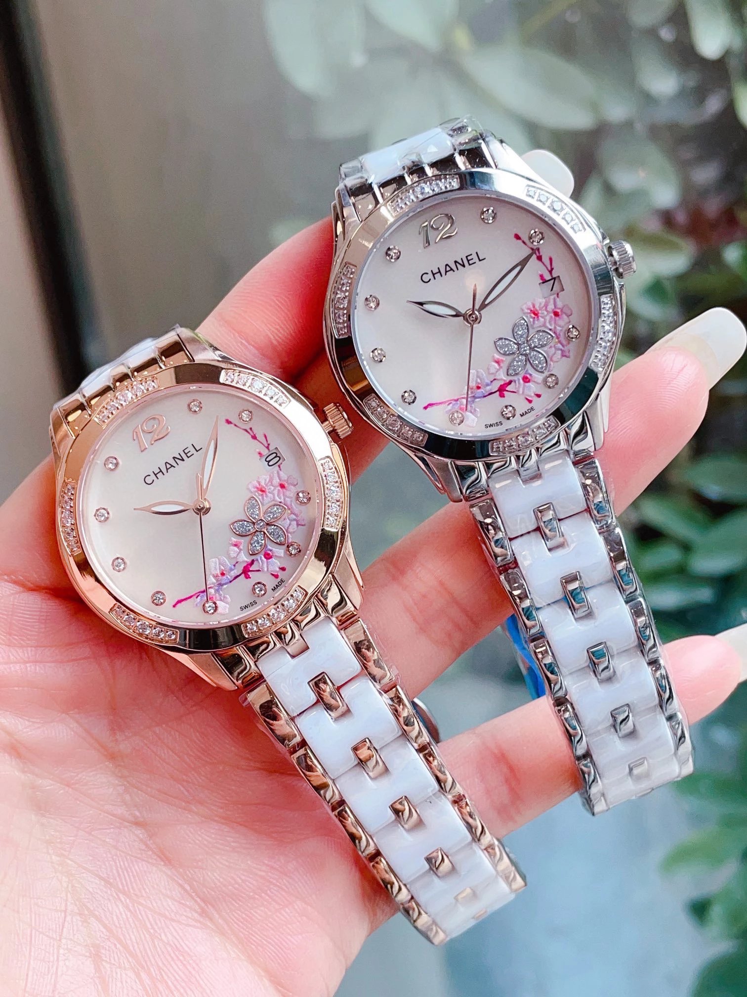 Chanel Mademoiselle Prive Cherry Blossom Ceramic Watch Rose Gold and Silver Watches - 20