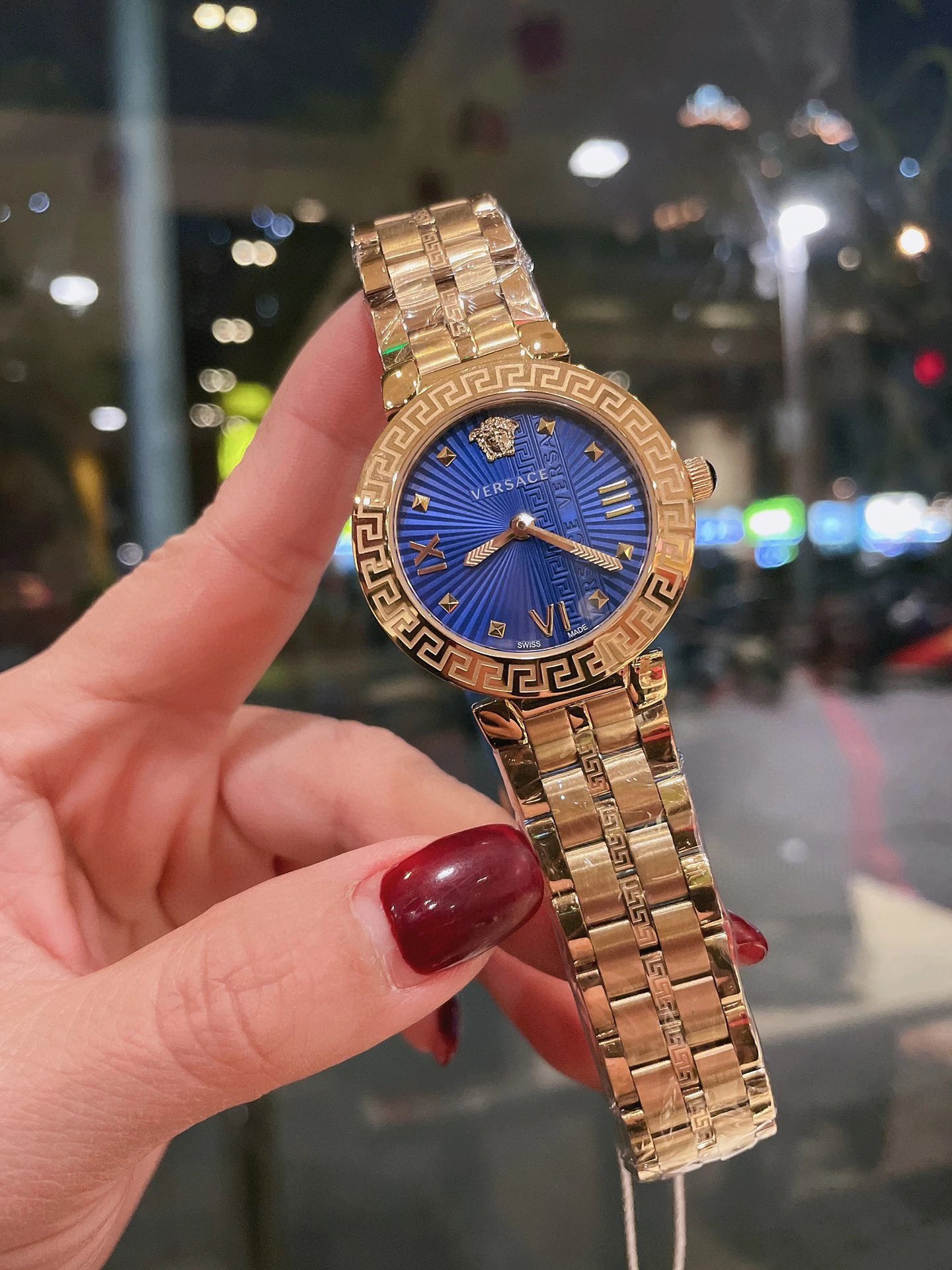 Versace Palazzo Empire Gold-Tone Watch with White Dial and Greek Key Motif Watches - 8