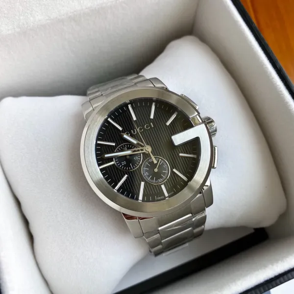 Gucci G-Timeless Chronograph Black Dial Silver Stainless Steel Watch Watches - 13