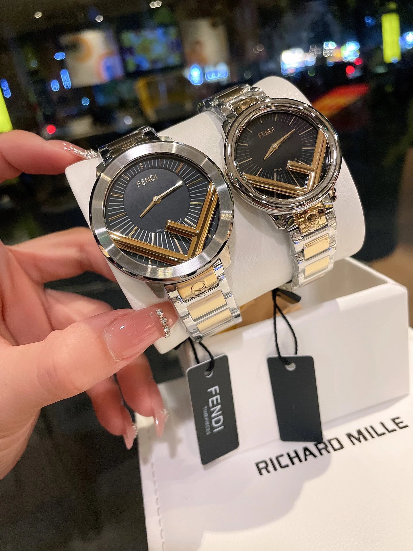 Fendi Timepieces FF Logo Dial Rose Gold and Silver Watch Watches - 25