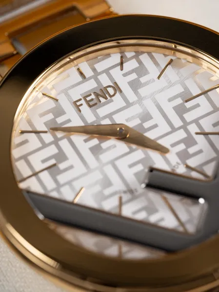 Fendi FF Logo Chronograph Rose Gold and Silver Watch Watches - 18