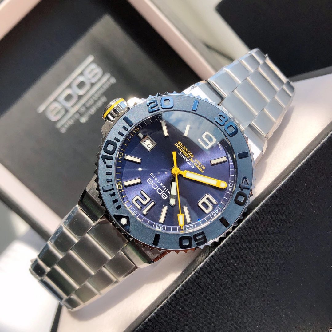 Design Epos Chrono Blue Automatic Diver Watch Watches - 16