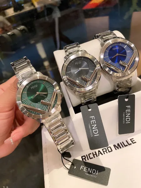 Fendi Timepieces FF Logo Dial Rose Gold and Silver Watch Watches - 29