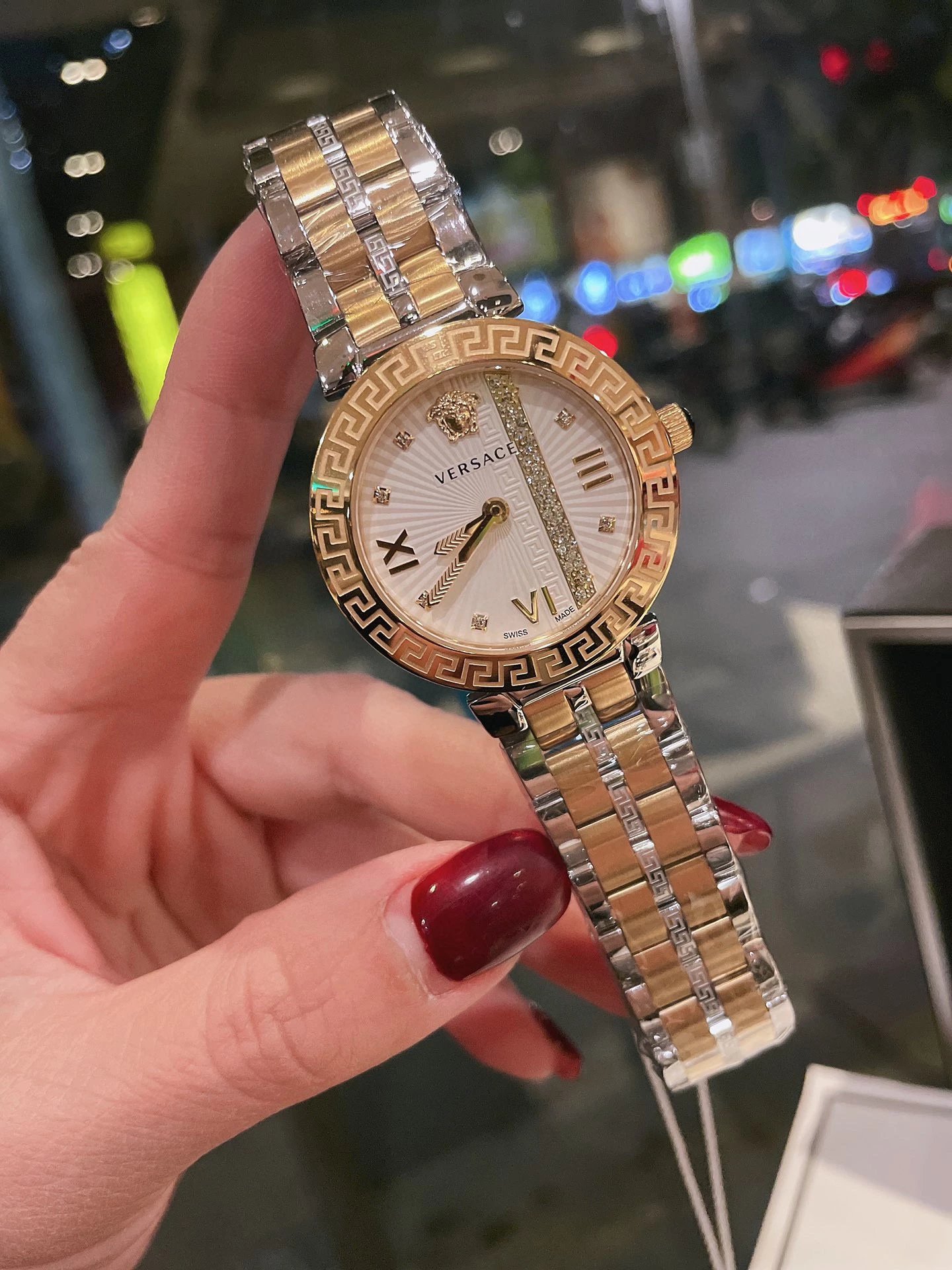 Versace Palazzo Empire Gold-Tone Watch with White Dial and Greek Key Motif Watches - 10