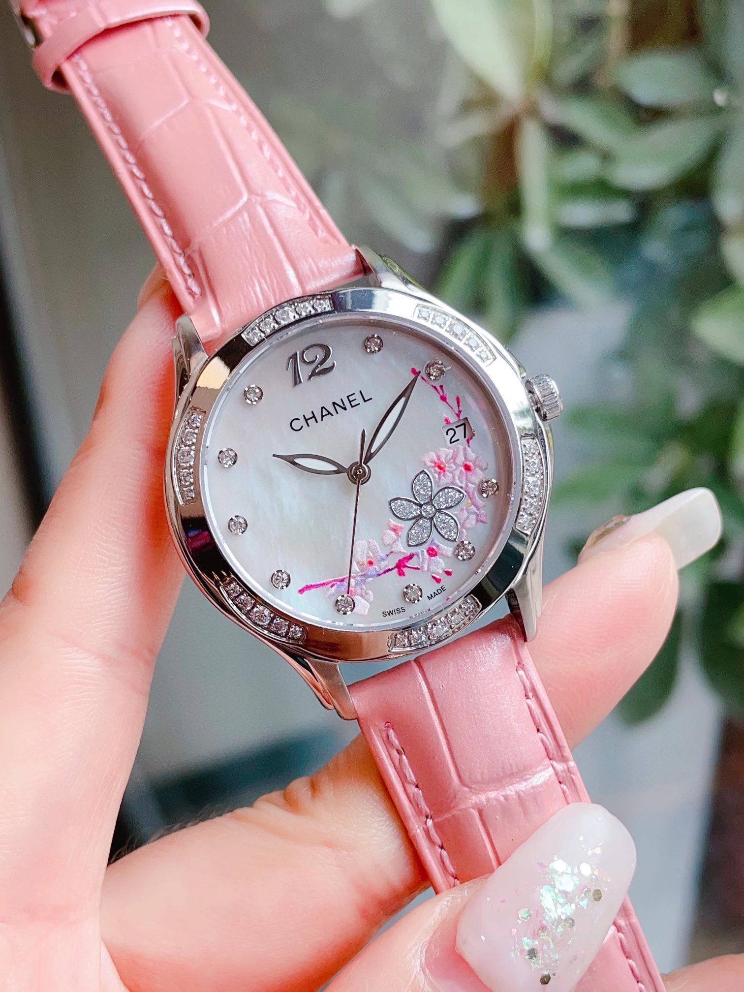 Chanel Mademoiselle Prive Cherry Blossom Ceramic Watch Rose Gold and Silver Watches - 34