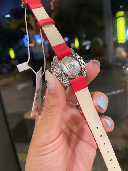 Design Piaget Limelight Gala Diamond-Set White Mother-of-Pearl Dial Red Leather Strap Watch Watches - 10