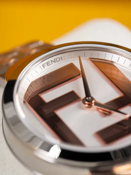 Fendi FF Logo Chronograph Rose Gold and Silver Watch Watches - 10