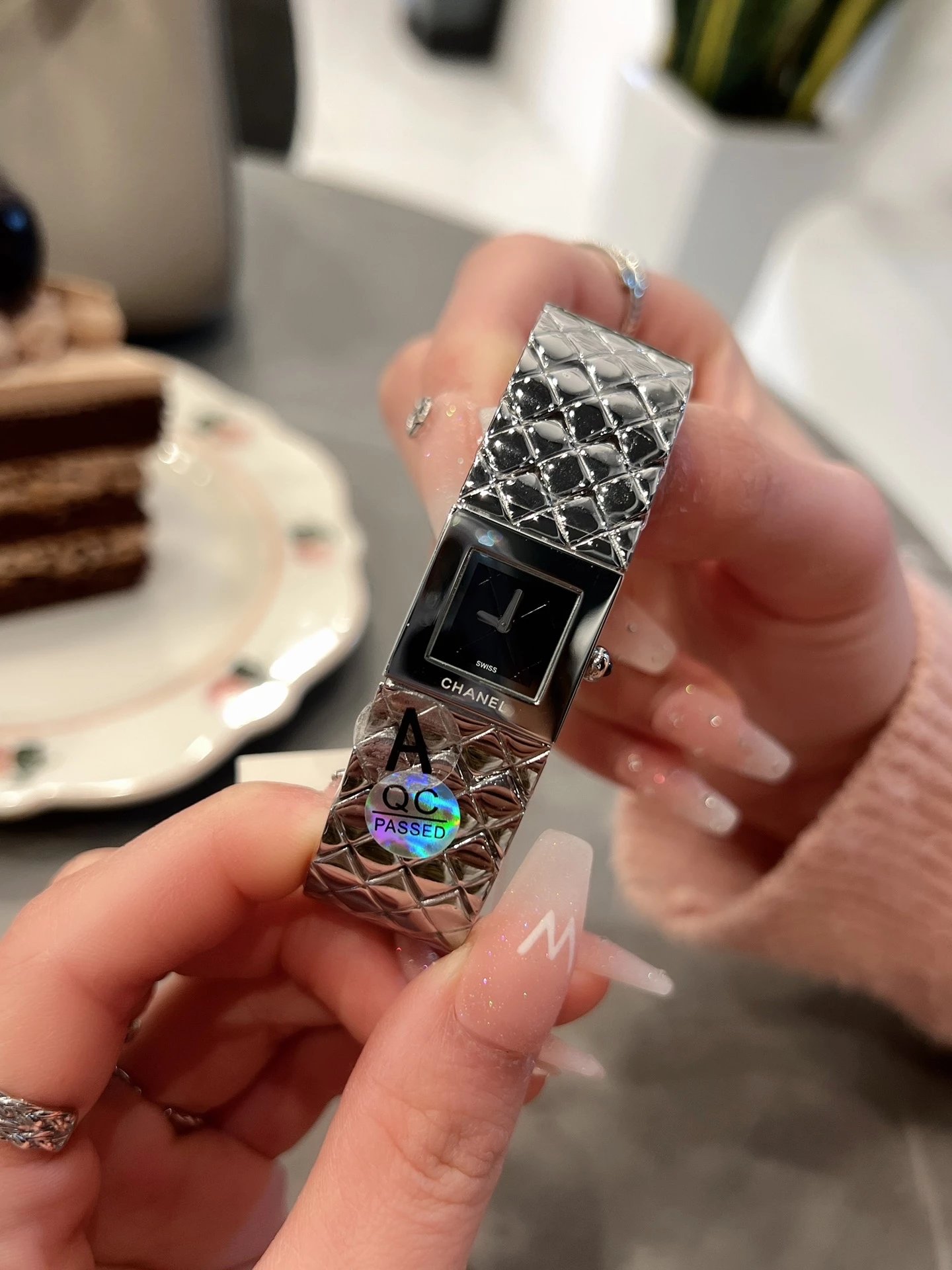 Chanel Watch Silver Quilted Bracelet
