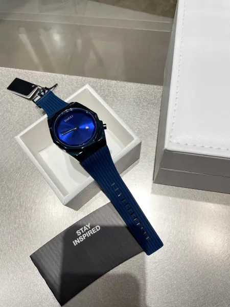 Gucci Grip Blue Dial Black Ceramic Watch Watches - 32