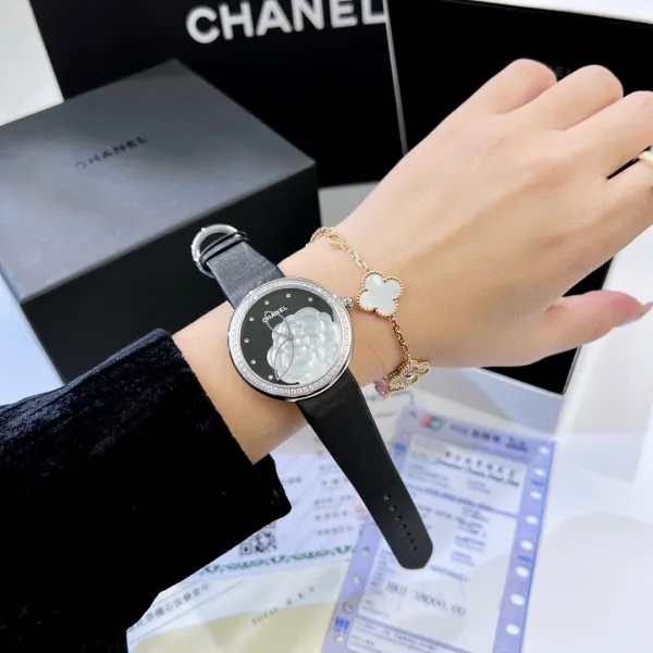Chanel Mademoiselle Privé Camellia Black Dial Quartz Watch Watches - 18