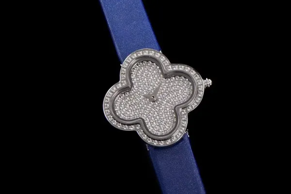 Cartier Panthère de Cartier Clover-Shaped Diamond Watch Blue Silk Strap Watches - 33