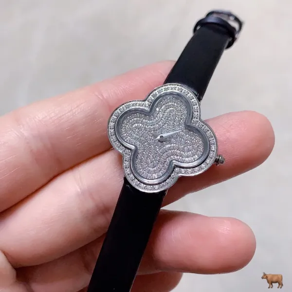 Cartier Panthère de Cartier Clover-Shaped Diamond Watch Blue Silk Strap Watches - 12
