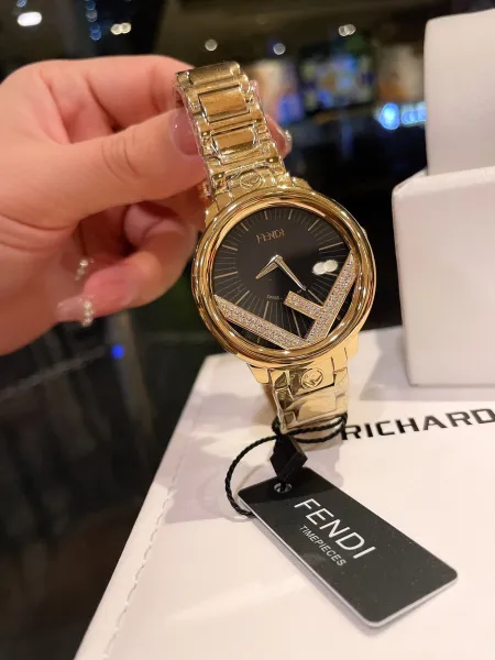 Fendi Timepieces FF Logo Dial Rose Gold and Silver Watch Watches - 11