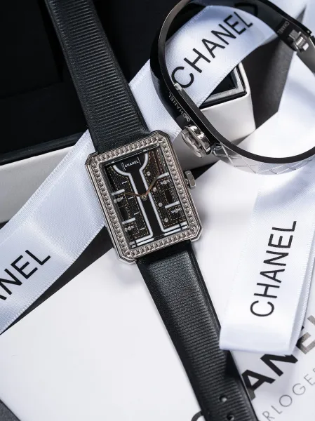 Chanel Mademoiselle Privé Watch Black and Gold Quartz Watch with Leather Strap Watches - 6