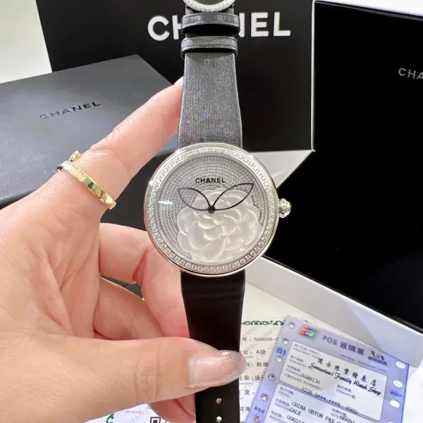 Chanel Mademoiselle Privé Camellia Black Dial Quartz Watch Watches - 5