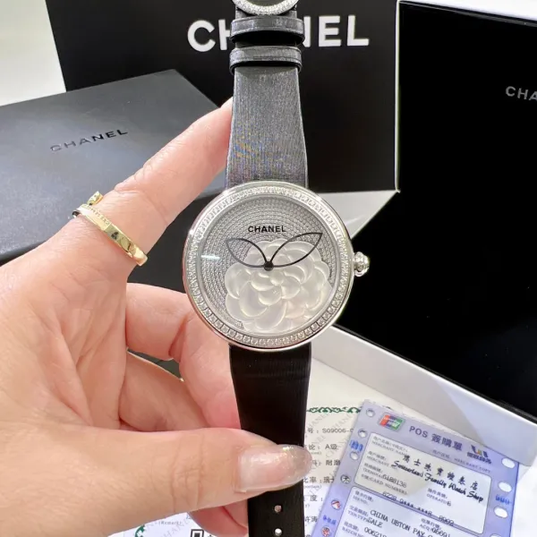 Chanel Mademoiselle Privé Camellia Black Dial Quartz Watch Watches - 3