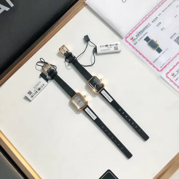 Chanel Première Watch Black Leather Gold-Tone Case Watch Watches - 12