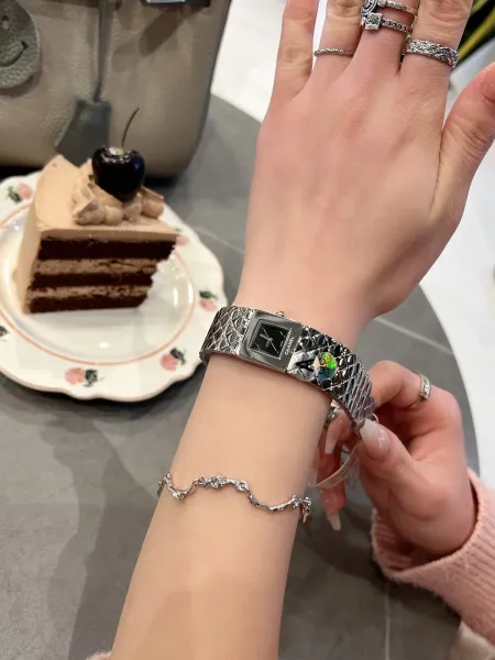 Chanel Première Re-Edition Silver Quilted Metal Watch Watches - 6