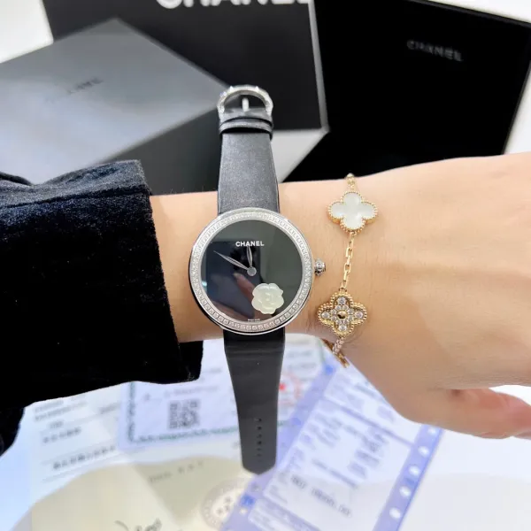 Chanel Mademoiselle Privé Camellia Black Dial Quartz Watch Watches - 24