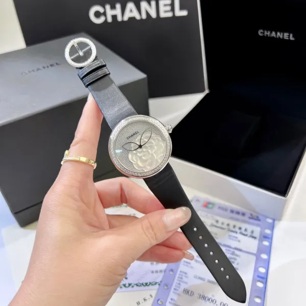 Chanel Mademoiselle Privé Camellia Black Dial Quartz Watch Watches - 6