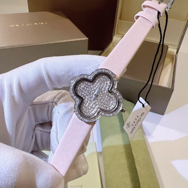Cartier Panthère de Cartier Clover-Shaped Diamond Watch Blue Silk Strap Watches - 55