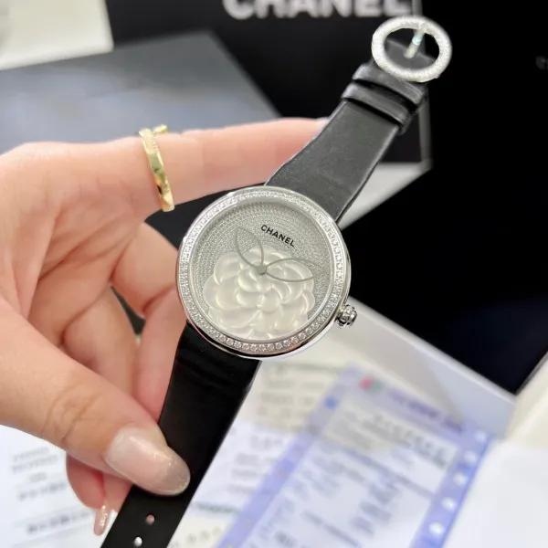 Chanel Mademoiselle Privé Camellia Black Dial Quartz Watch Watches - 7
