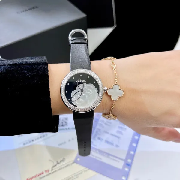 Chanel Mademoiselle Privé Camellia Black Dial Quartz Watch Watches - 21