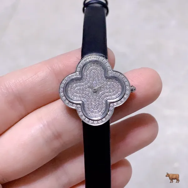 Cartier Panthère de Cartier Clover-Shaped Diamond Watch Blue Silk Strap Watches - 13