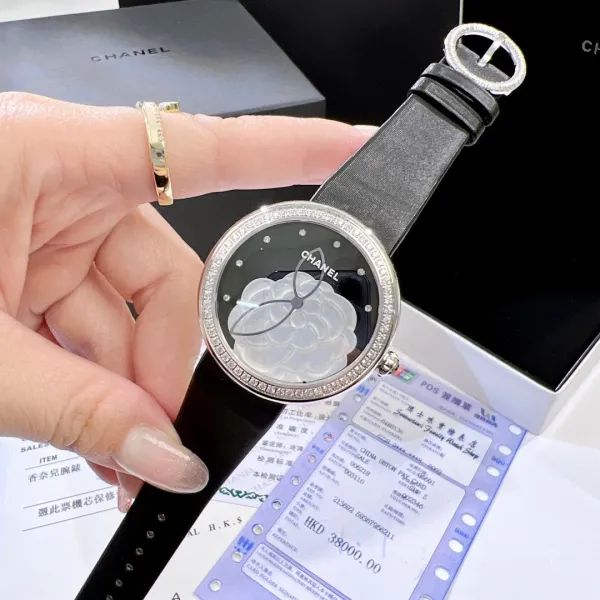 Chanel Mademoiselle Privé Camellia Black Dial Quartz Watch Watches - 19
