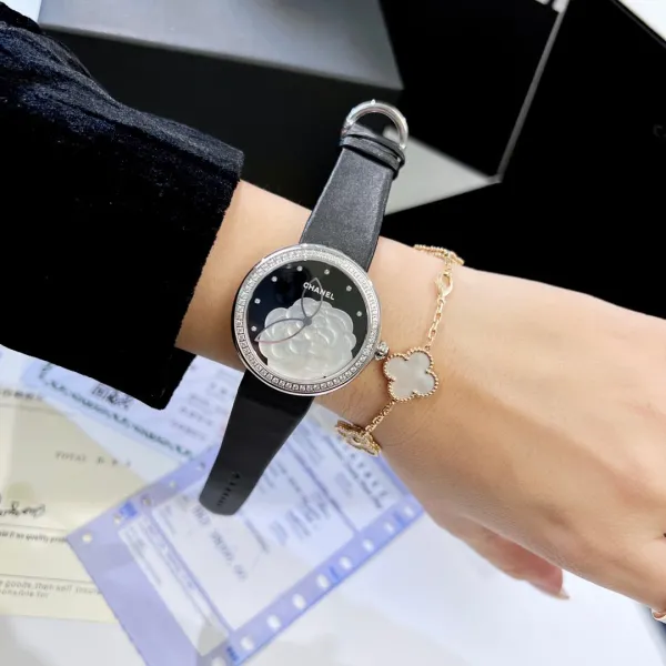 Chanel Mademoiselle Privé Camellia Black Dial Quartz Watch Watches - 17