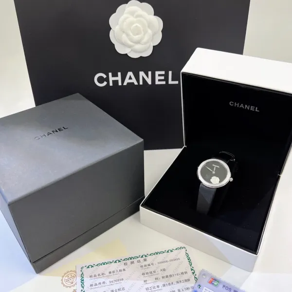 Chanel Mademoiselle Privé Camellia Black Dial Quartz Watch Watches - 27