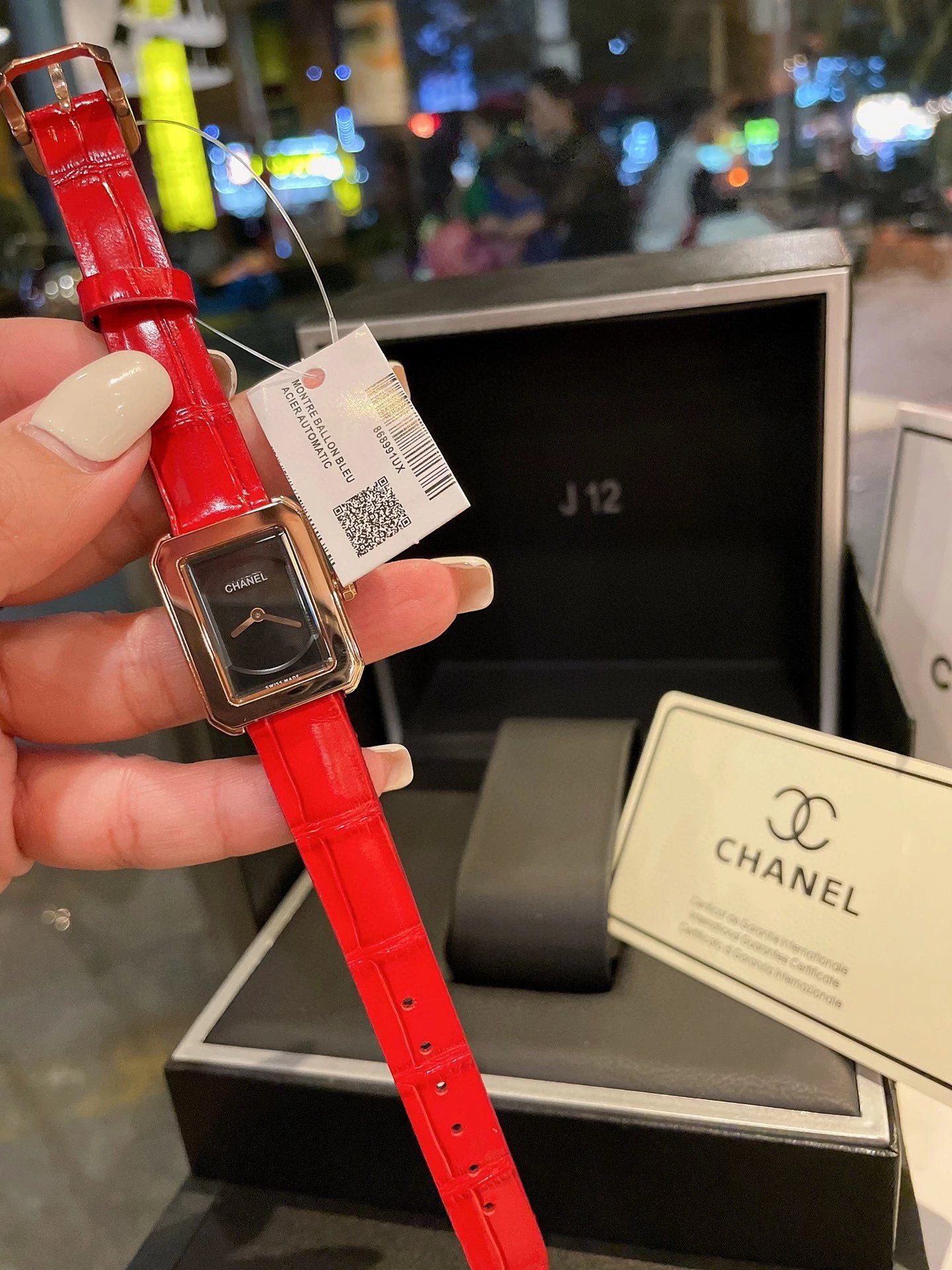Chanel Première Rock Diamond-Set Rose Gold Watch Black Leather Strap Watches - 23